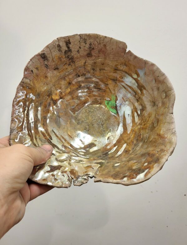 coupelle en grès porcelaine cuisson raku émail nacré or