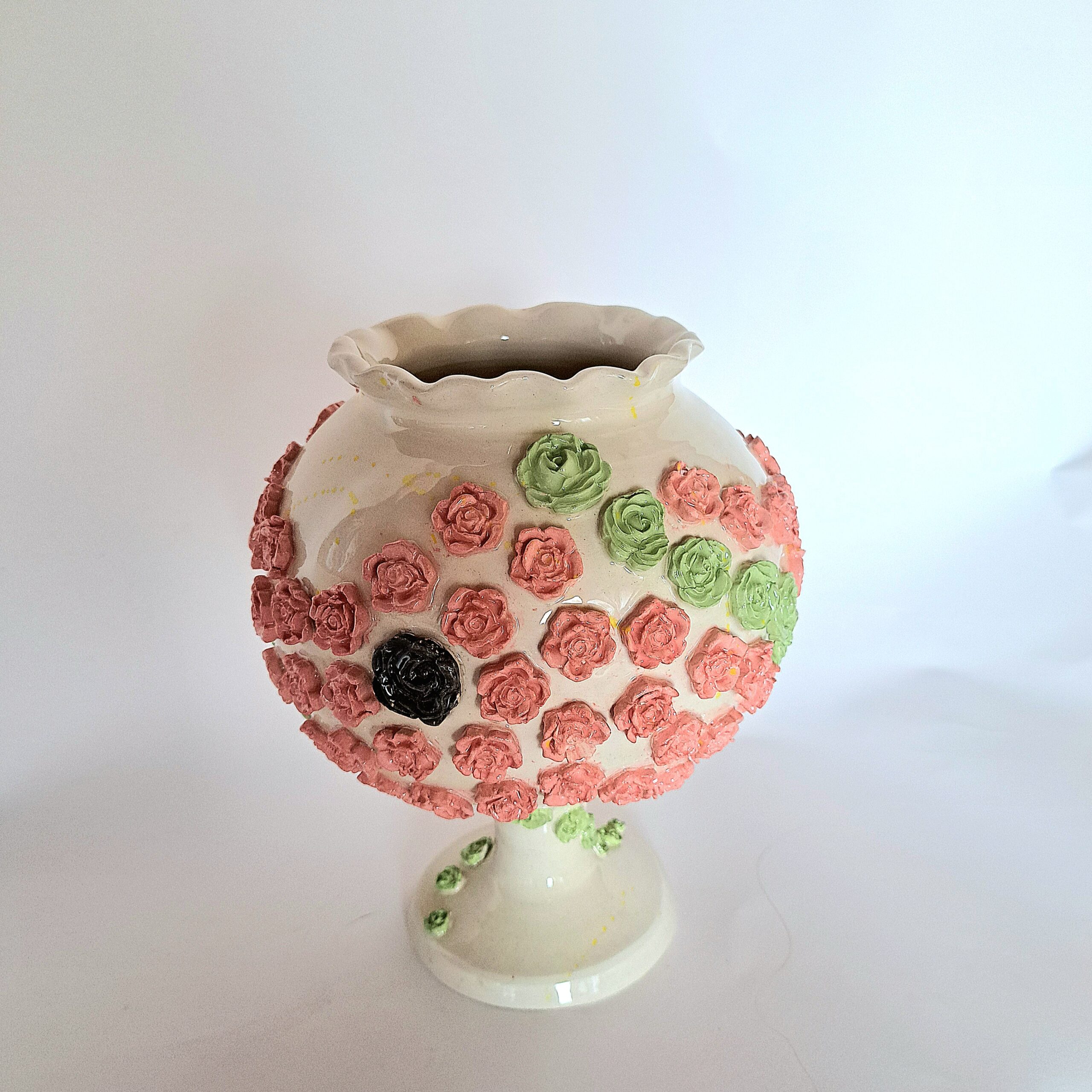 Vase baroque à fleurs roses grand modèle – Image 2